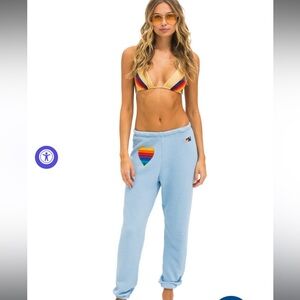 Aviator Nation rainbow heart stitch sweatpants. Size S. NWT